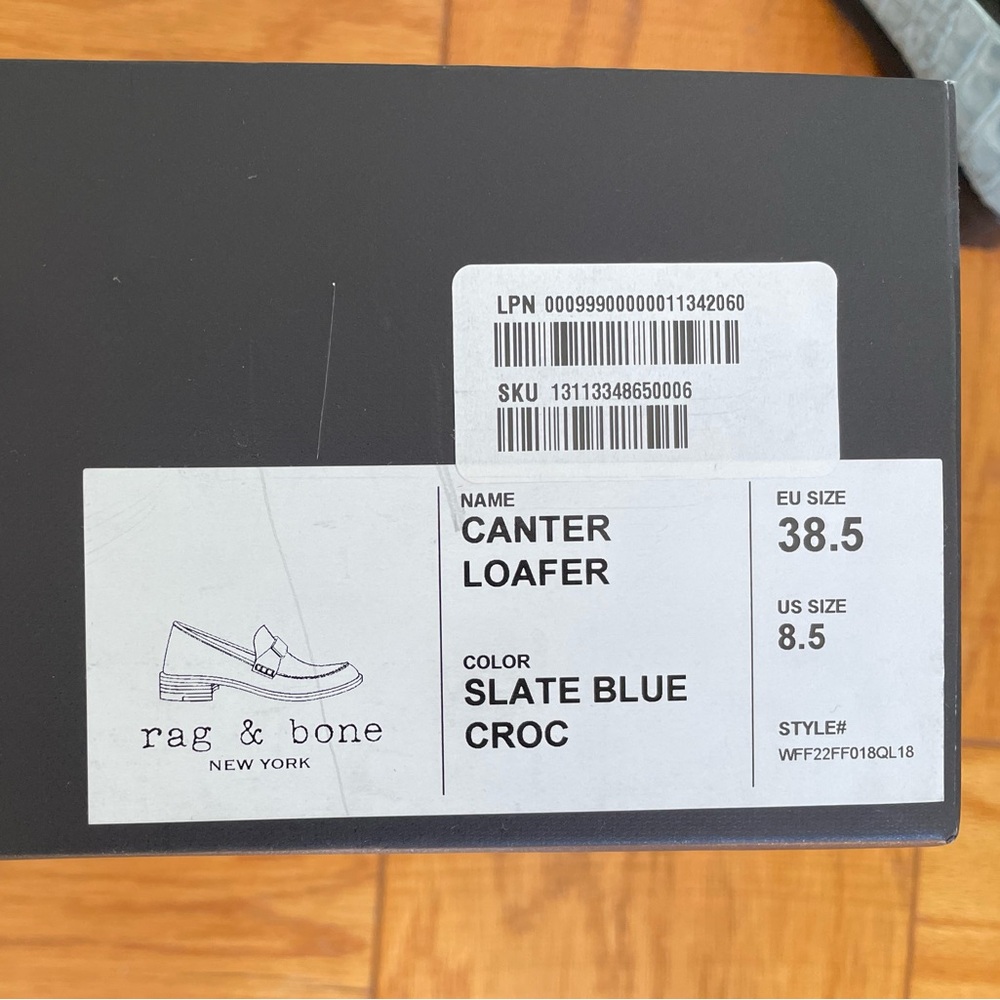 rag and bone loafers in light blue leather with silver buckle and black … - Picture 6 of 16